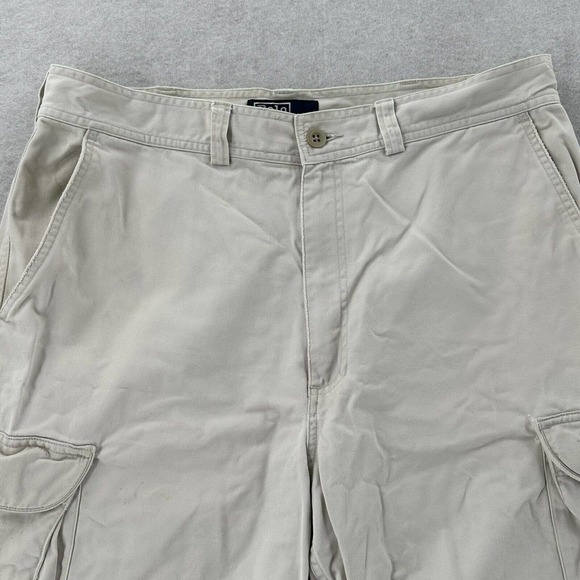 Vintage Polo Ralph Lauren Bleecker Paratrooper Khaki Military Cargo Shorts Men34 - Picture 3 of 13
